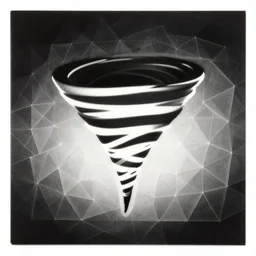 album cover art for spinning tornado minimalist icon in front of triangle tessellations by akihiko yoshida