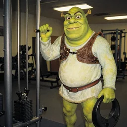 “Shrek works out everyday with Arnold Schwarzenegger at the gym 24mm vintage”