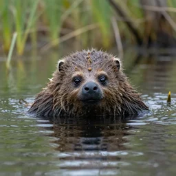 sasquatch peeking head out of swamp water