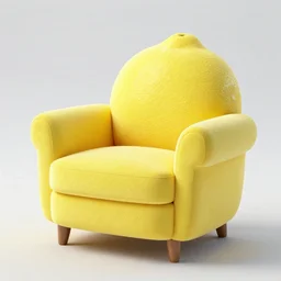 super realistic, highly detailed arm chair made out of lemon