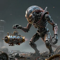a very realistic movie still of a cyborg chthulu devouring a tiny steampunk submarines, highly detailed render by beeple, syd meade, starwars, space art concept, sci - fi, digital art, unreal engine, wlop, trending on artstation, 4 k uhd image, octane render