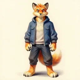 expressive stylized master furry artist digital colored pencil painting full body portrait character study of the anthro male anthropomorphic sergal fursona animal person wearing clothes by master furry artist blotch