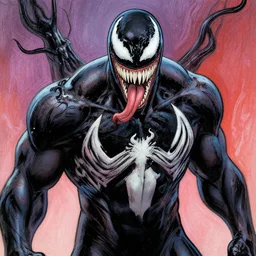 steve buscemi is venom on a comic book cover, pastel art, saturated, dark, by wain, louis