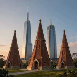 Modern minas tirith with skyscrapers at dusk, concept art, masterpiece, digital painting