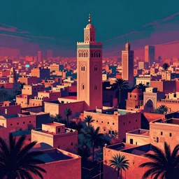 cyberpunk illustration of the city of marrakech