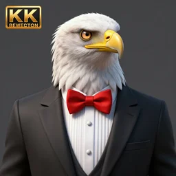 a eagle wearing a tuxedo and red bow tie, unreal engine render, 8 k, highly detailed,