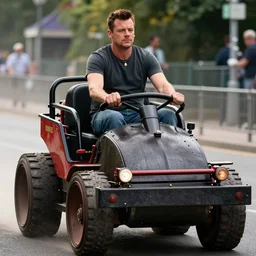 rick astley driving a steamroller, sharp detail, cinematic