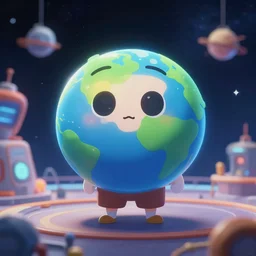 chibi, anime portrait of earth - chan!!! on space, arts station, ( ( ( blurred ) ) ), high quality, cinematic!!!
