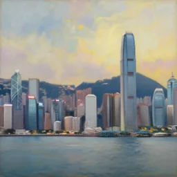 Romantic painting of the Hong Kong Skyline