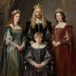 portrait of a fantasy royal family, ultra realistic, oil painting, digital art, high detail, photorealistic