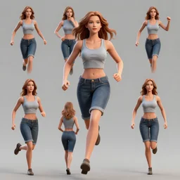 christina hendrix character model, running sequence, pose 1 of 1 6, orthographic front view, single figure, 4 k photograph, clear details, pose 1 of 1 6,
