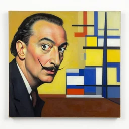salvador dali and mondrian collaborative painting. highly detailed. super sharp focus