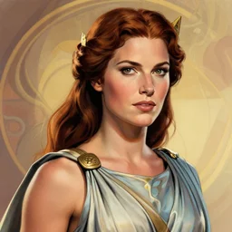 portrait of lois lane as athena, rossdraws, matte painting, artstation, on stylized background, masterpiece, highly detailed