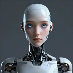 centered detailed portrait of a robot, realistic character concept, identical eyes, gazing eyes, video game art, fantasy, illustration, slender symmetrical face and body, artstation, cinematic lighting, hyperdetailed, cgsociety, 8 k, octane render, golden ratio, postprocessing