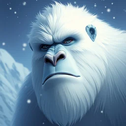 portrait of a yeti, a white snow giant primate, mattepainting concept blizzard pixar maya engine on cold night stylized background splash comics global illumination lighting artstation lois van baarle, ilya kuvshinov, rossdraws