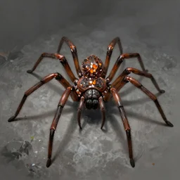 a giant spider with orange crystals in its abdomen, fantasy concept art by greg rutkowksi