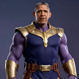 Barack Obama cast as Thanos, still from marvel movie, hyperrealistic, 8k, Octane Render,