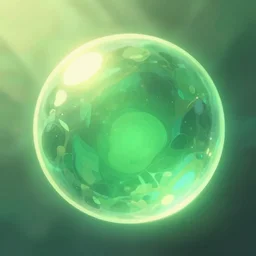 closeup illuminated magic stone sphere, in gentle green dawn light, axie infinity, studio ghibli, clean cel shaded vector art, cinematic lighting, volumetric lighting, smooth, sharp focus, highly detailed, render in unreal engine 5, artstation, deviantart, behance, trending, epic composition, octane, light rays, award - winning