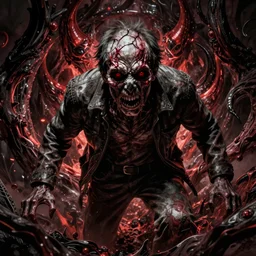 a man escaping hell, horror art by junji ito, digital art, highly detailed, intricate, sharp focus, trending on artstation hq, deviantart, pinterest, unreal engine 5, 4 k uhd image