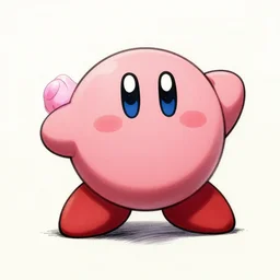 kirby digital art, high definition, ink sketch