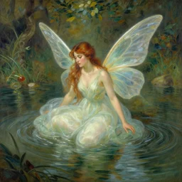 fairy in the river, beautiful artwork, Hughes, Edward Robert