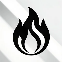 vector logo of fire, black and white, smooth curves, negative space is mandatory