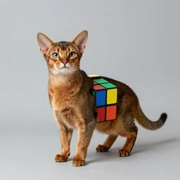 Abyssinian cat in the form of a Rubik\'s cube