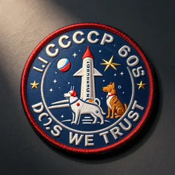 CCCP,  60s soviet space mission patch, in dogs we trust