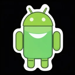 Android 18, sticker illustration, black background, flat