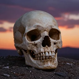 Dan Mumford's perfect dreamscape, death skull, sunset
