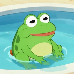 pepe the frog is chilling in a pool
