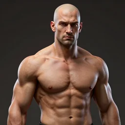 bald muscular guy, beautiful details, hdr, octane render