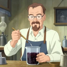 Walter White brewing meth beautiful anime styled image