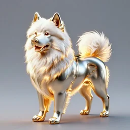 a * dagger * in a shape of a samoyed dog, beautiful, glowing, metal, very detailed, amazing quality, item illustration, stunning, by rebecca guay and android jones, artstation, pixiv, digital art,