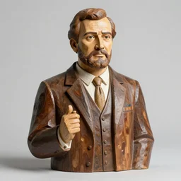 andrej babis epic wooden statue painted in style of josef lada, high detail
