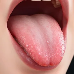 the tongue is a muscular organ in the mouth. the tongue is covered with moist, pink tissue called mucosa. tiny bumps called papillae give the tongue its rough texture. thousands of taste buds cover the surfaces of the papillae