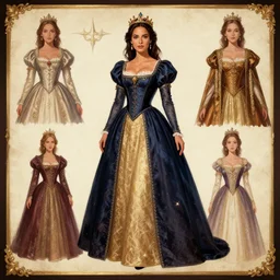 queen mila kunis of england, 1 6 6 6, fantasy art character sheet design