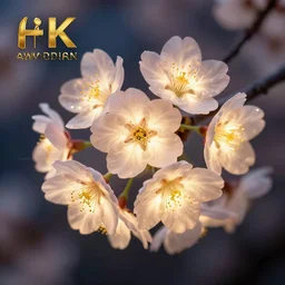 highly detailed realistic photo of glowing cherry flowers, award winning photo, hyper realistic, concept art, 8 k detail post - processing