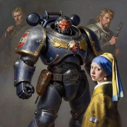full character portrait max mad cyberpunk warhammer 4 0 k, medic sapper not the girl with the pearl earring character design, painting by gaston bussiere, katsuya terada, wyeth, greg rutkowski, craig mullins, ( ( ( ( ( vermeer ) ) ) ) ), zorn, frank frazetta, mucha, tom of finland, trending on artstation