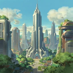 modern futuristic city, octane rendering, trending on artstation, studio ghibli, michael whealan and james gurney