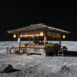 moon surface, a typical kerala tea shop on the moon, an epic fantasy, dramatic lighting, cinematic, establishing shot, extremely high detail, photorealistic, cinematic lighting, artstation, matte painting, simon stalenhag