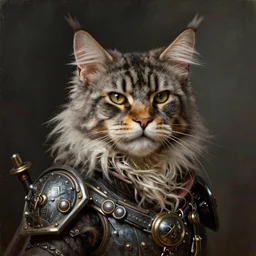 An epic fantastic realism comic book style portrait painting of steampunk Maine Coon cat, Apex Legends Concept Art, unreal 5, DAZ, hyperrealistic, octane render, RPG portrait, dynamic lighting, Rembrandt oil