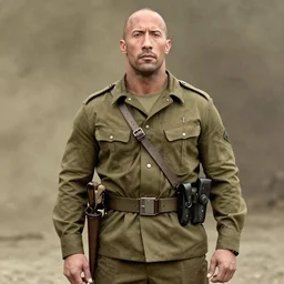 Portrait of the rock dwayne johson as a soldier , Historical photo
