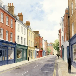 concept art of street england city, pinterest, artstation trending, behance, watercolor, by coby whitmore *, silver, laser light *,