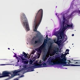 cinematic film concept art of a rabbit character rolling in flowing ink, splatters of monochromatic paint flowing beautifully, digital art masterpiece, surreal art, vaporwave, 3 d render