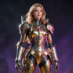 hyper realistic space paladin techno crusader girl, metabaron, full body, rule of thirds, human proportion, good anatomy, beautiful face, saturated colors, juan gimenez, redshift, octane