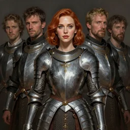wideangle!! symmetrical!!! facing the camera!!!, portrait shot of christina hendricks wearing mideval armor, shiny skin, oiled skin, intricate, elegant, highly detailed, centered, digital painting, artstation, concept art, smooth, sharp focus, illustration, artgerm, tomasz alen kopera, peter mohrbacher, donato giancola, joseph christian leyendecker, wlop, boris vallejo
