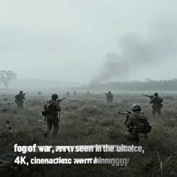 “fog of war, army seen in the distance, 4k, cinematic, award winning”