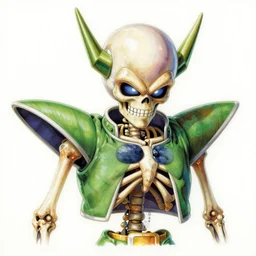 ultra realistic portrait painting of skeletor as piccolo, art by akira toriyama, 4 k, ultra realistic, highly detailed, epic lighting
