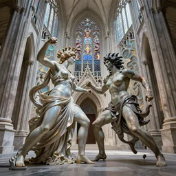 cgsociety psychological psychedelic apophasis apophasis fractal prismatic victo ngai intricate hyperrealism photo - realistic lifelike interpretation of the greek goddess lyssa fighting the goddess mania in a greek art nouveau architecture gothic cathedral wide lens